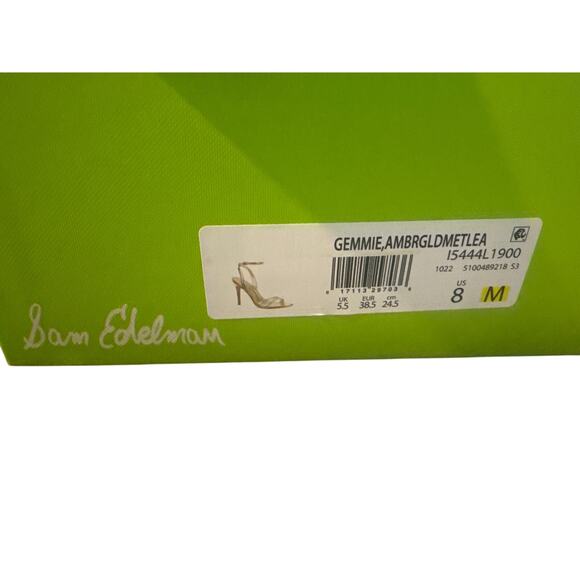 BRAND NEW*Sam Edelman Gemmie Sandals in Amber Gold Metallic Leather - Picture 4 of 4